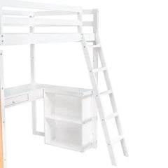 Bellemave Twin Size Loft Bed with Ladder, Shelves and Desk - Bellemave