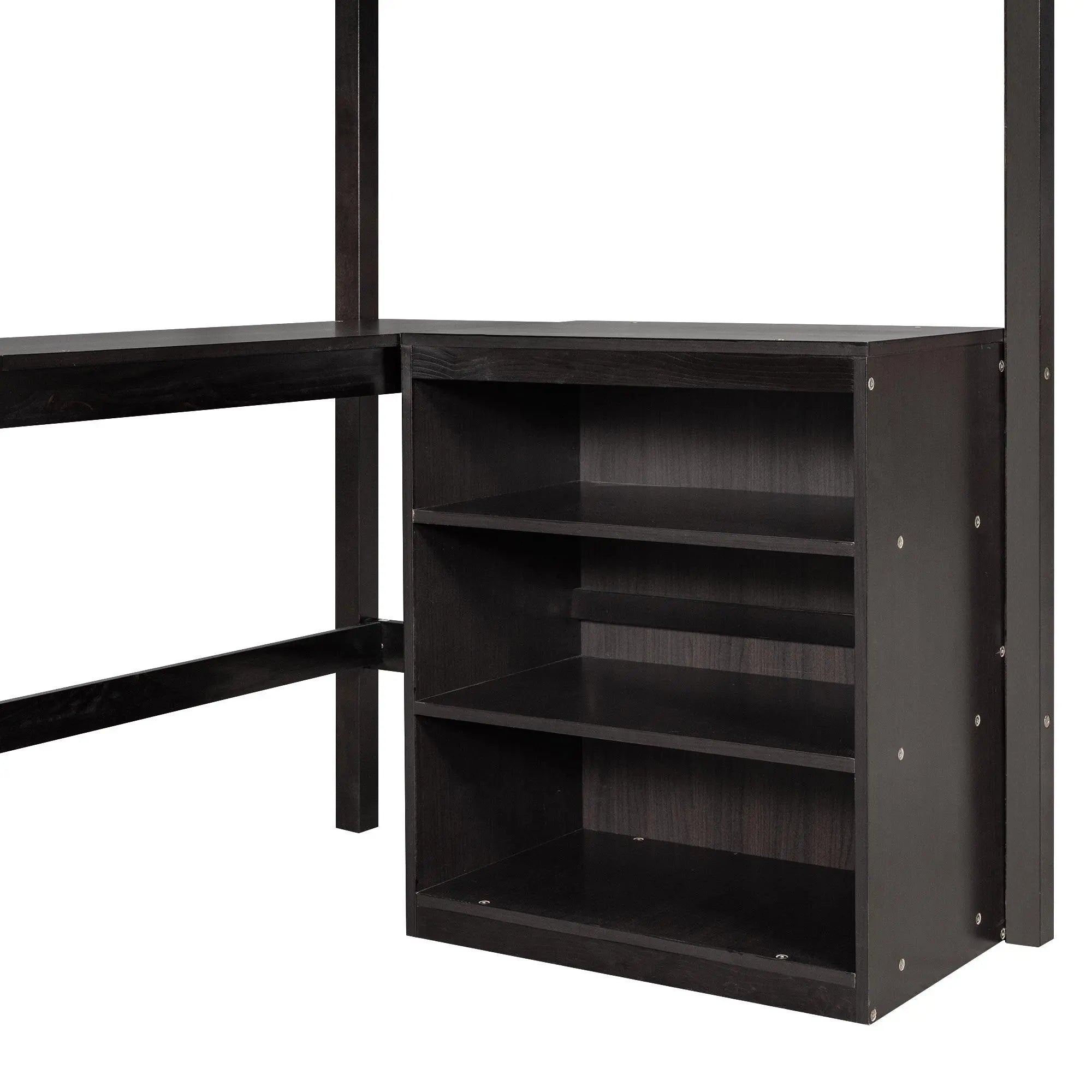 Bellemave® Twin Size Loft Bed with Shelves and Desk - Bellemave