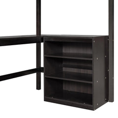 Bellemave® Twin Size Loft Bed with Shelves and Desk - Bellemave