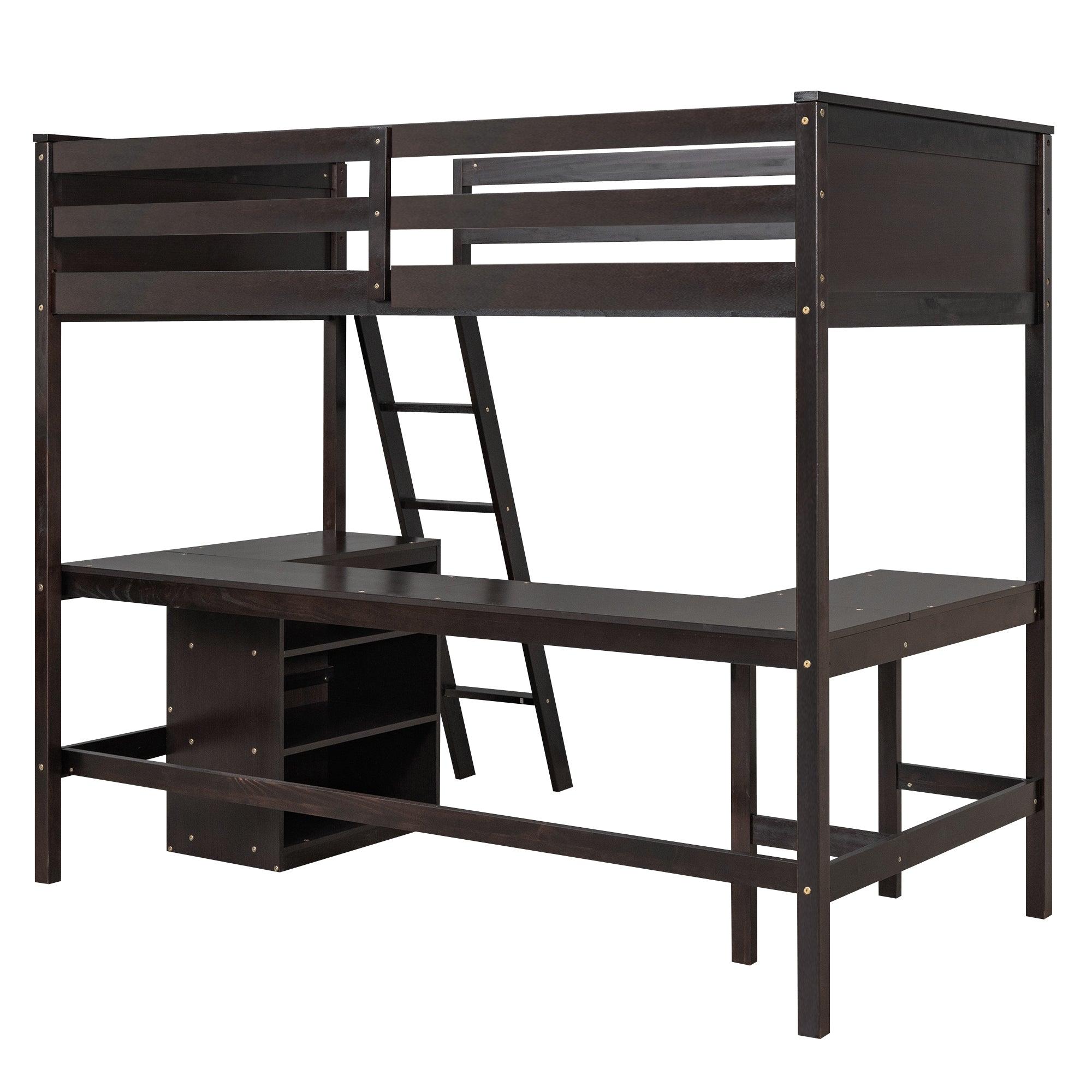 Bellemave Twin size Loft Bed with Shelves and Desk - Bellemave