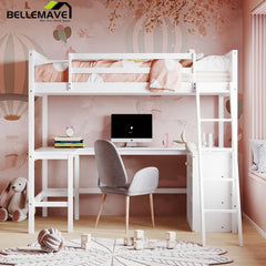 Bellemave® Twin Size Loft Bed with Shelves and Desk - Bellemave