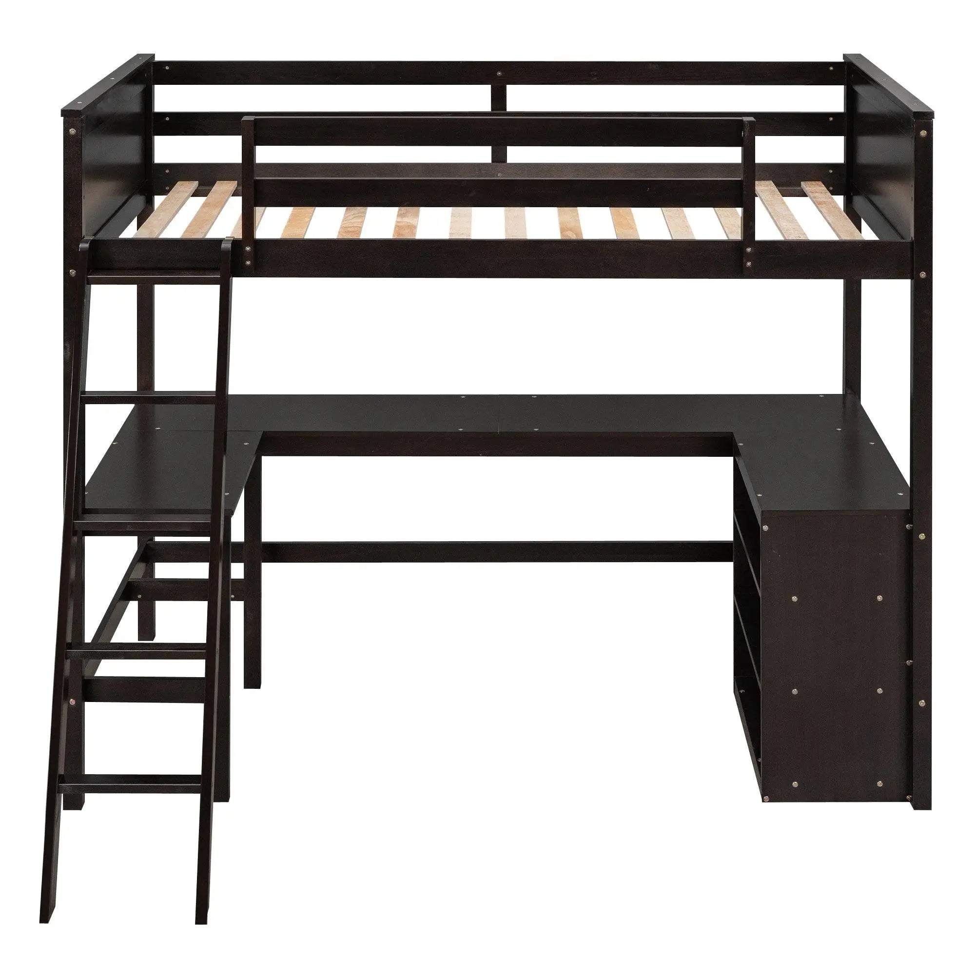 Bellemave® Twin Size Loft Bed with Shelves and Desk - Bellemave