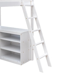 Bellemave Twin size Loft Bed with Shelves and Desk - Bellemave