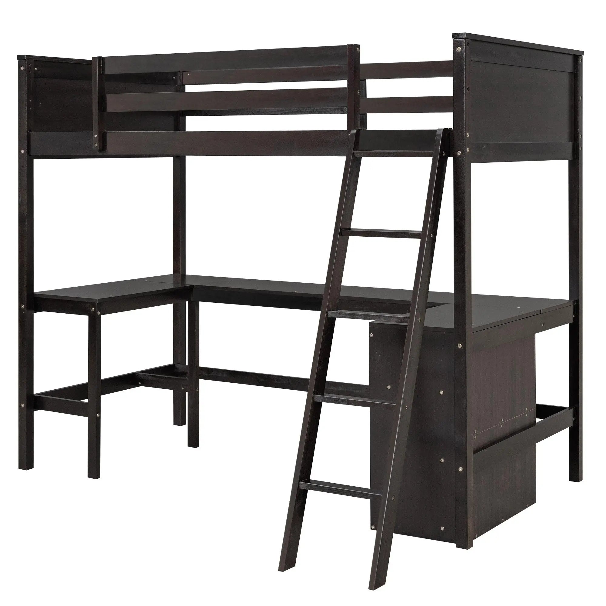 Bellemave® Twin Size Loft Bed with Shelves and Desk - Bellemave