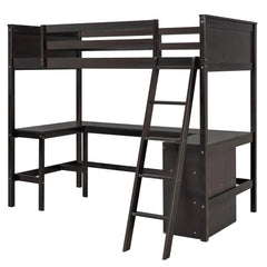 Bellemave® Twin Size Loft Bed with Shelves and Desk - Bellemave