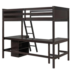 Bellemave® Twin Size Loft Bed with Shelves and Desk - Bellemave