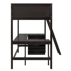 Bellemave® Twin Size Loft Bed with Shelves and Desk - Bellemave