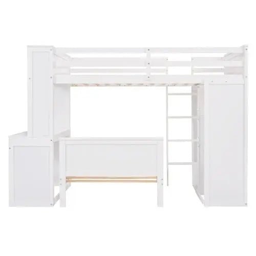 Bellemave® Twin Size Loft Bed with Stand - Alone Bed,Shelves,Deskand Wardrobe - Bellemave