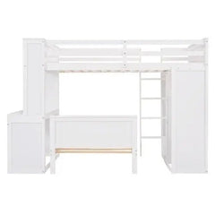 Bellemave® Twin Size Loft Bed with Stand - Alone Bed,Shelves,Deskand Wardrobe - Bellemave