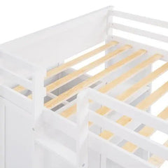 Bellemave® Twin Size Loft Bed with Stand - Alone Bed,Shelves,Deskand Wardrobe - Bellemave