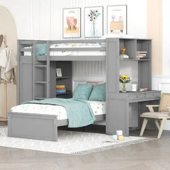 Bellemave® Twin Size Loft Bed with Stand - Alone Bed,Shelves,Deskand Wardrobe - Bellemave