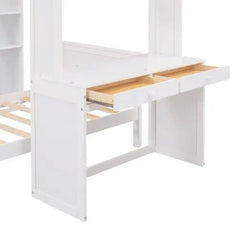 Bellemave® Twin Size Loft Bed with Stand - Alone Bed,Shelves,Deskand Wardrobe - Bellemave