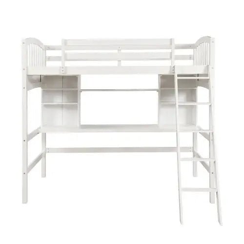 Bellemave® Twin Size Loft Bed with Storage Shelves, Desk and Ladder - Bellemave