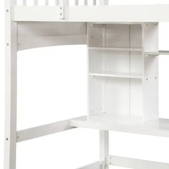 Bellemave® Twin Size Loft Bed with Storage Shelves, Desk and Ladder - Bellemave