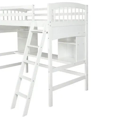 Bellemave® Twin Size Loft Bed with Storage Shelves, Desk and Ladder - Bellemave