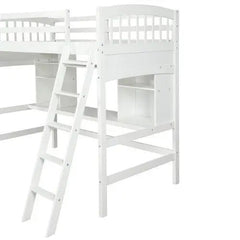 Bellemave® Twin Size Loft Bed with Storage Shelves, Desk and Ladder - Bellemave