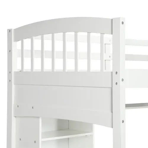 Bellemave® Twin Size Loft Bed with Storage Shelves, Desk and Ladder - Bellemave