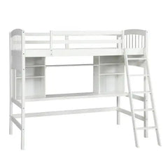 Bellemave® Twin Size Loft Bed with Storage Shelves, Desk and Ladder - Bellemave