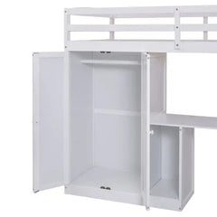 Bellemave Twin Size Loft Bed with Wardrobe and Staircase, Desk and Storage Drawers and Cabinet in 1 - Bellemave