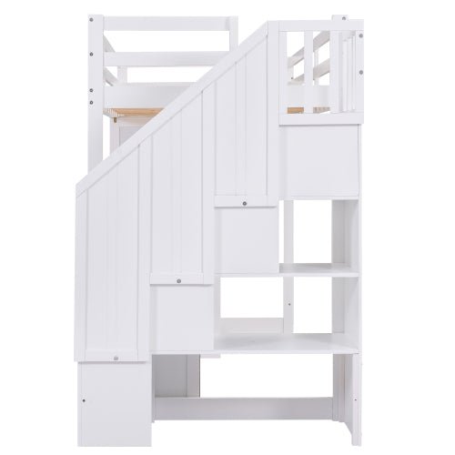 Bellemave Twin Size Loft Bed with Wardrobe and Staircase, Desk and Storage Drawers and Cabinet in 1 - Bellemave