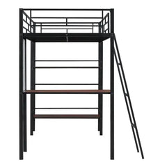 Bellemave Twin Size Loft Metal Bed with 3 Layers of Shelves and Desk - Bellemave