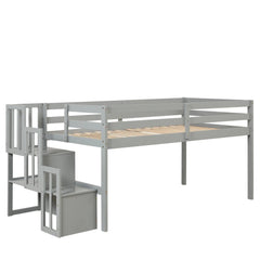 Bellemave® Twin Size Low Loft Bed with Staircase - Bellemave