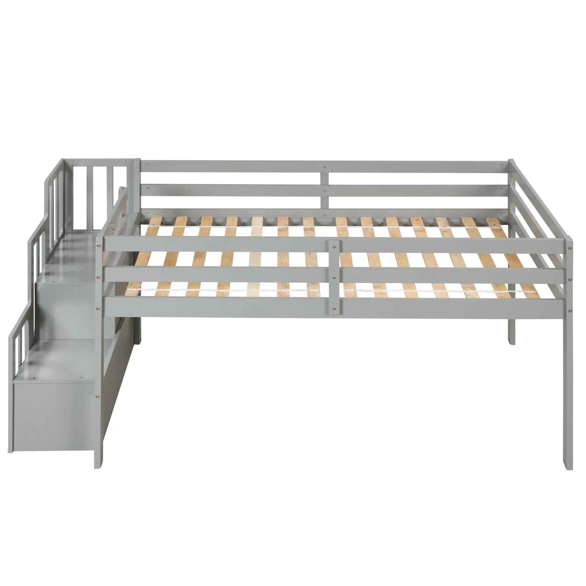 Bellemave® Twin Size Low Loft Bed with Staircase - Bellemave