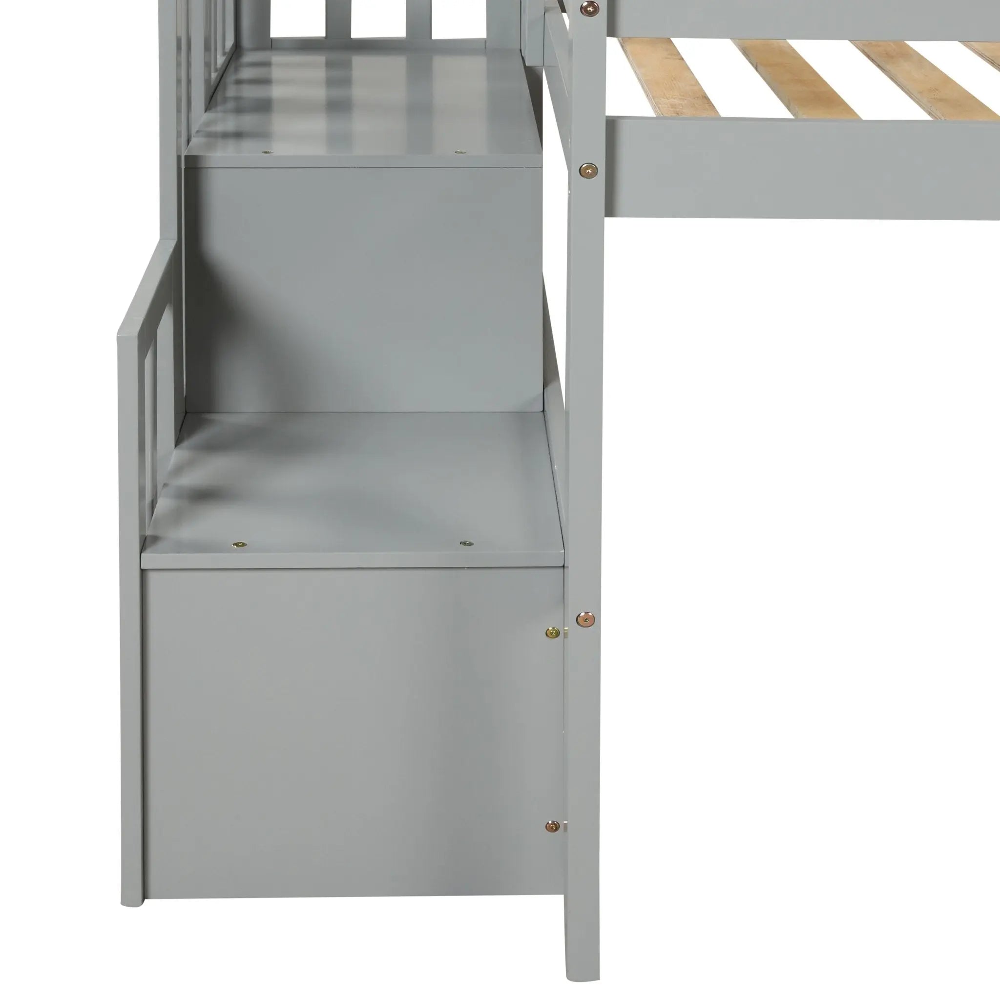 Bellemave® Twin Size Low Loft Bed with Staircase - Bellemave