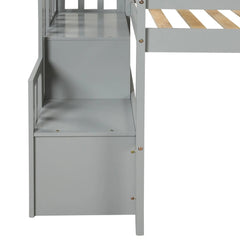 Bellemave® Twin Size Low Loft Bed with Staircase - Bellemave
