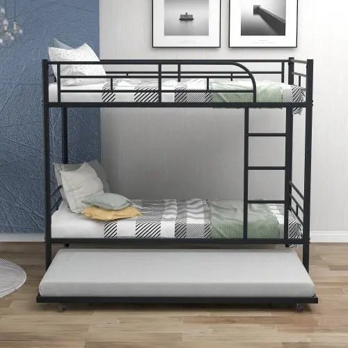 Bellemave® Twin Size Metal Bunk Bed with Trundle Bed - Bellemave