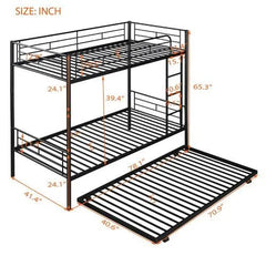 Bellemave® Twin Size Metal Bunk Bed with Trundle Bed - Bellemave