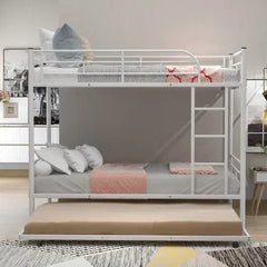 Bellemave® Twin Size Metal Bunk Bed with Trundle Bed - Bellemave