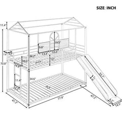 Bellemave® Twin Size Metal House Bunk Bed with Slide and Ladder - Bellemave