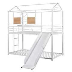 Bellemave® Twin Size Metal House Bunk Bed with Slide and Ladder - Bellemave