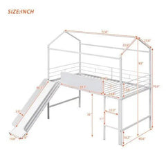 Bellemave® Twin Size Metal House Loft Bed with Slide - Bellemave