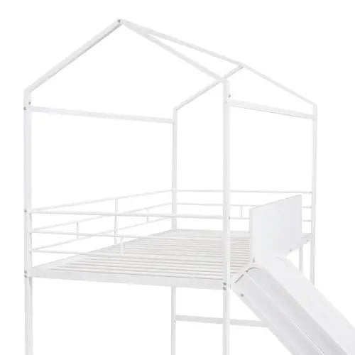 Bellemave® Twin Size Metal House Loft Bed with Slide - Bellemave
