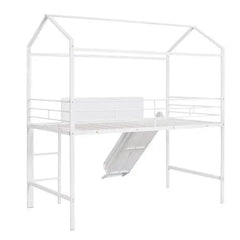 Bellemave® Twin Size Metal House Loft Bed with Slide - Bellemave