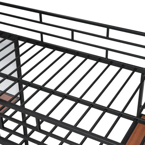 Bellemave® Twin Size Metal Loft Bed with 3 Layers of Shelves and Desk - Bellemave
