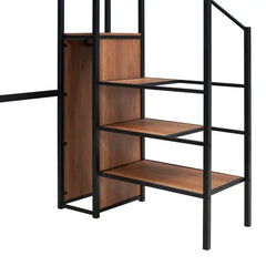 Bellemave Twin Size Metal Loft Bed with Desk and Metal Grid - Bellemave