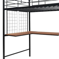 Bellemave Twin Size Metal Loft Bed with Desk and Metal Grid - Bellemave