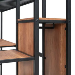 Bellemave Twin Size Metal Loft Bed with Desk and Metal Grid - Bellemave