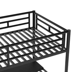 Bellemave® Twin Size Metal Loft Bed with Desk and Stairs - Bellemave