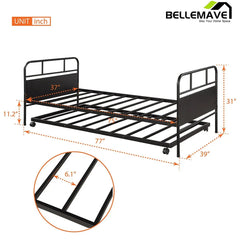 Bellemave® Twin Size Metal Platform Bed Frame with Trundle - Bellemave