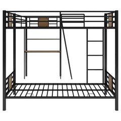 Bellemave® Twin Size Metal Triple Bunk Bed L - Shaped with Desk and Shelf - Bellemave