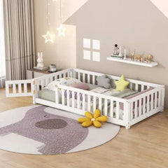 Bellemave Twin Size Montessori Floor Bed with Safety Guardrails and Door - Bellemave