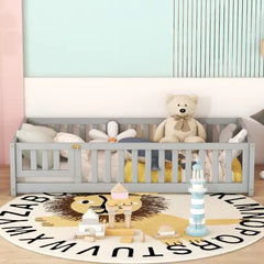 Bellemave Twin Size Montessori Floor Bed with Safety Guardrails and Door - Bellemave