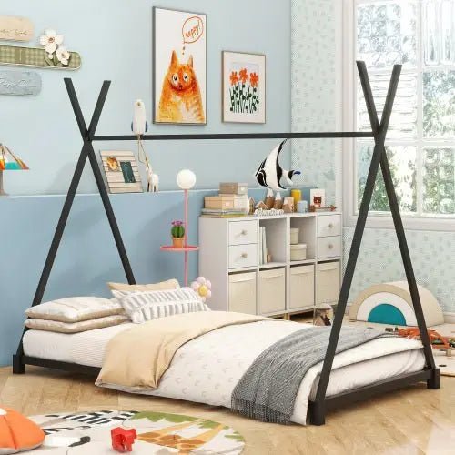 Bellemave® Twin Size Montessori Triangle Metal Floor Bed - Bellemave