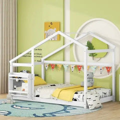 Bellemave® Twin Size Montessori Wooden Floor House Bed - Bellemave