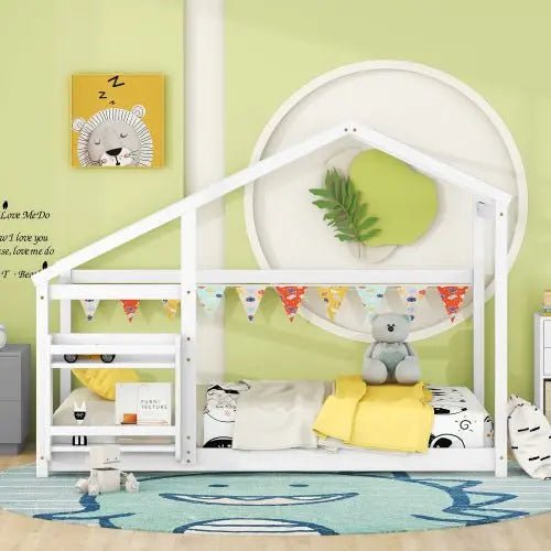 Bellemave® Twin Size Montessori Wooden Floor House Bed - Bellemave
