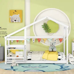 Bellemave® Twin Size Montessori Wooden Floor House Bed - Bellemave